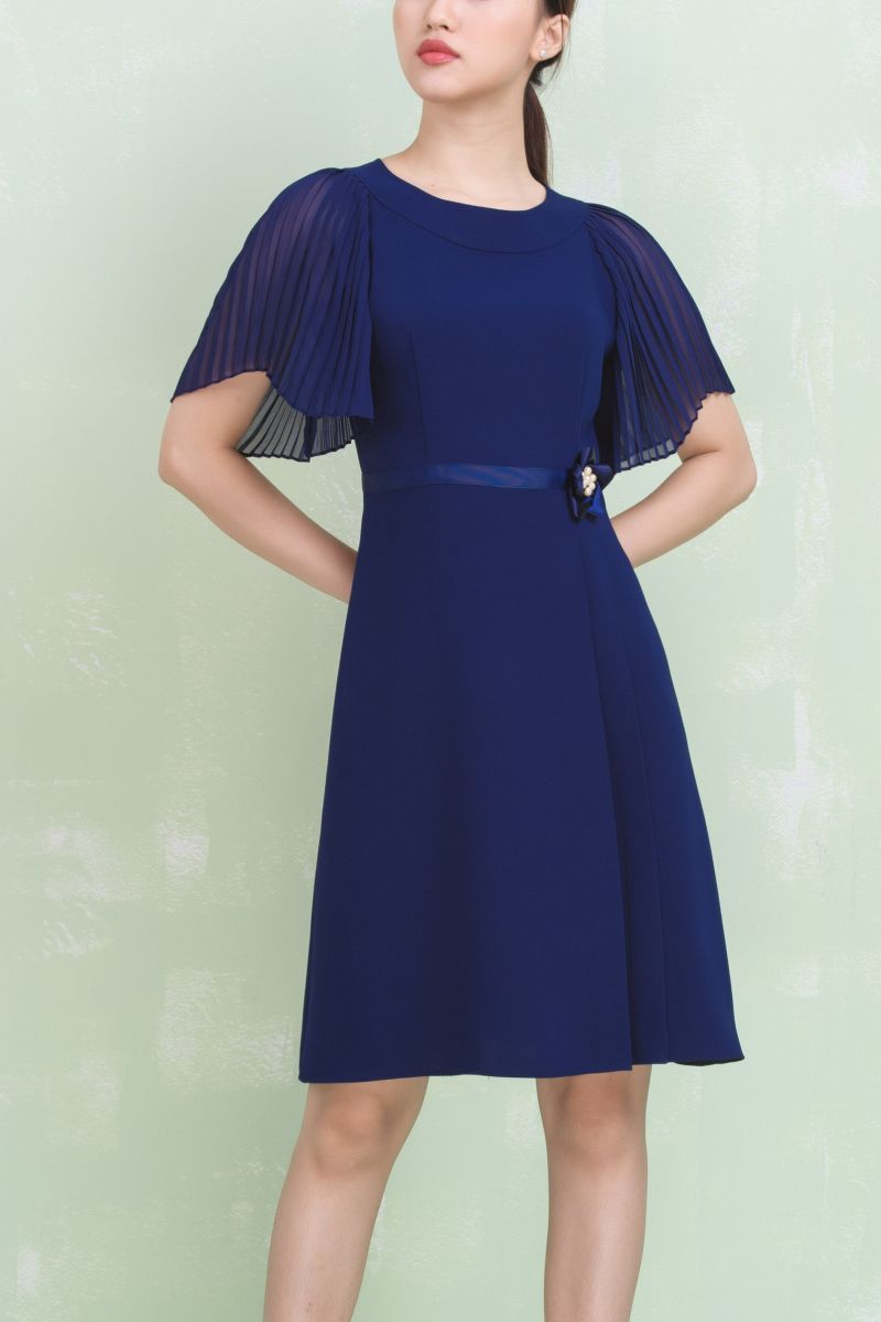 Đầm Thiết kế Đầm xòe Đầm thời trang công sở Đầm trung niên thương hiệu  TTV338 hồng ruốc  Đầm ôm cổ xếp ly eo đính ngọc AH giá rẻ nhất tháng